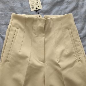 NWT Zara high waist ankle pants light beige size XS
